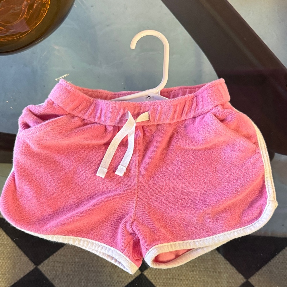 Cat & Jack Pink Terry Shorts with White Trim